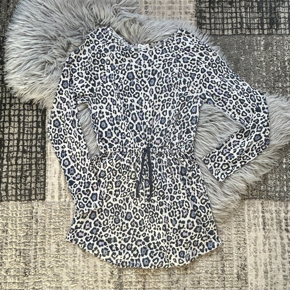 Splendid Girls Multi Leopard Long Sleeve Sweet Leo Tie Dress Size 10Y ($56)